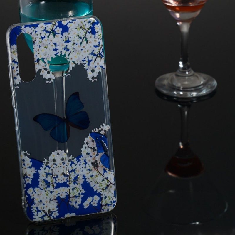 Etui Huawei P30 Lite Niebieski Motyl I Zimowe Kwiaty