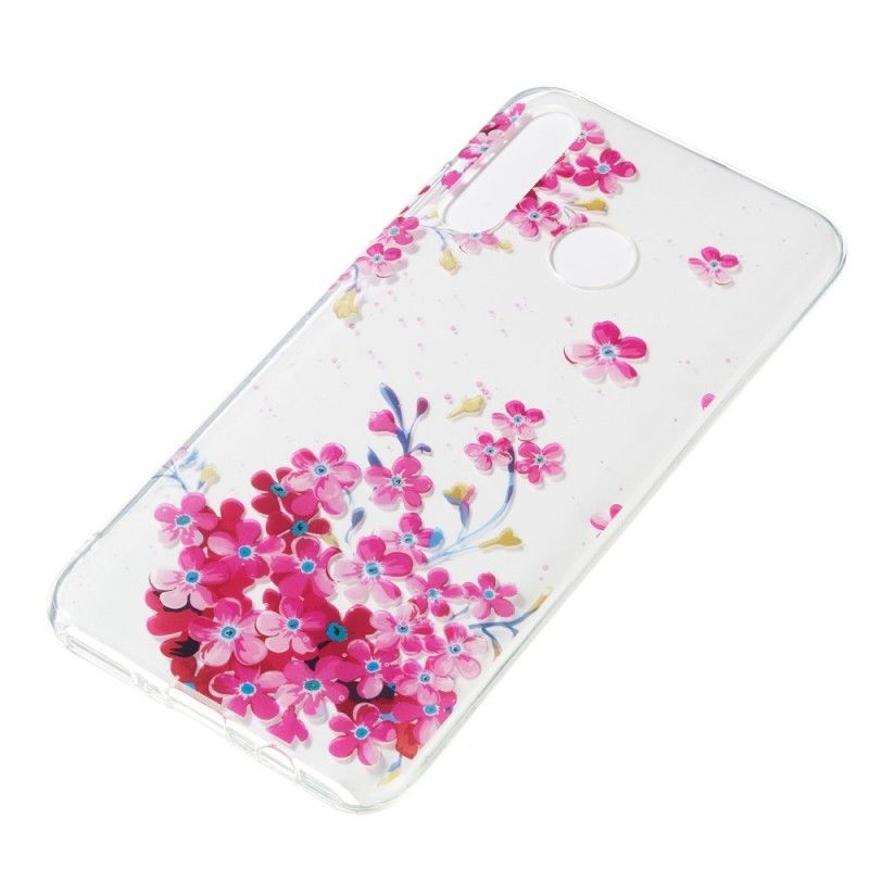 Etui Huawei P30 Lite Żółte I Purpurowe Kwiaty Etui Ochronne