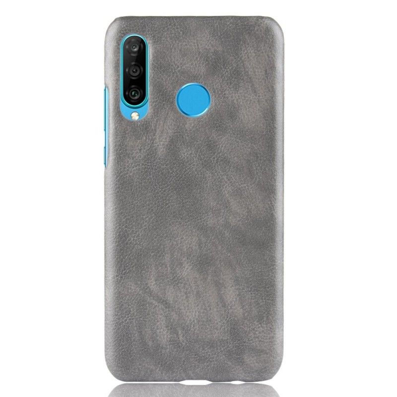 Etui Huawei P30 Lite Szary Czarny Efekt Skóry Liczi