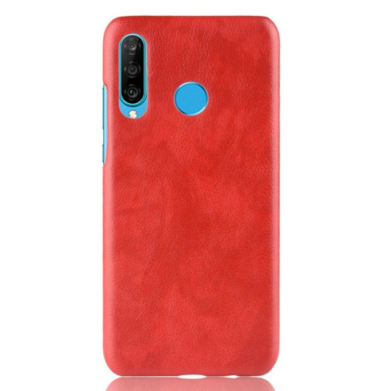 Etui Huawei P30 Lite Szary Czarny Efekt Skóry Liczi