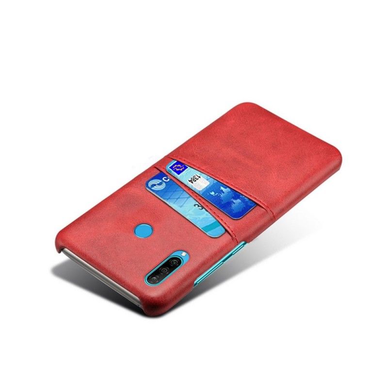 Etui Huawei P30 Lite Szary Czarny Etui Na Karty Z Efektem Skóry