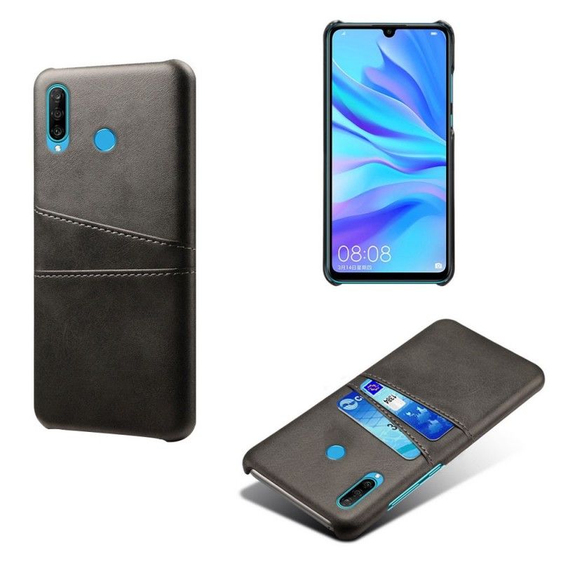 Etui Huawei P30 Lite Szary Czarny Etui Na Karty Z Efektem Skóry