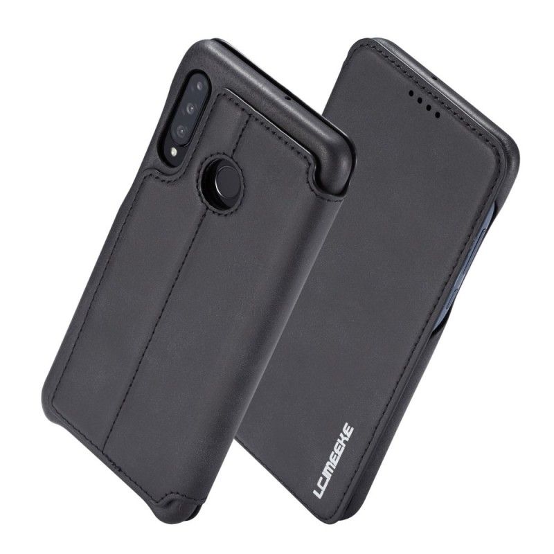 Flip Kotelot Huawei P30 Lite Czerwony Czarny Efekt Skóry Lc.Imeeke