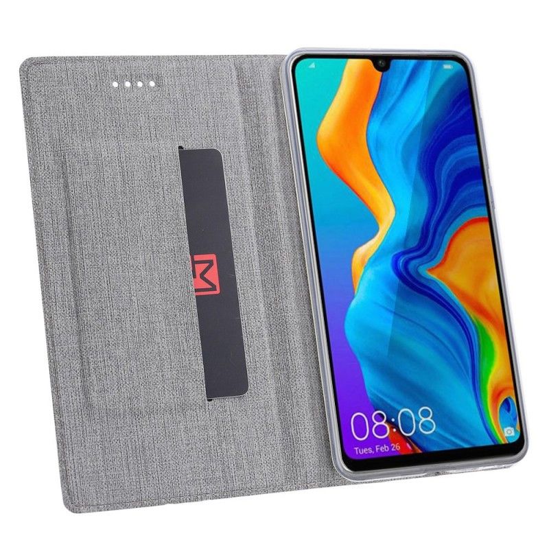 Flip Kotelot Huawei P30 Lite Szary Czarny Teksturowane