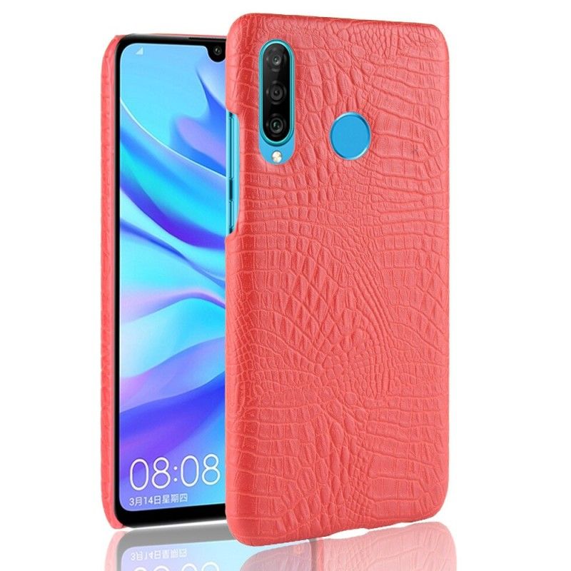 Futerały Huawei P30 Lite Czerwony Czarny Efekt Skóry Krokodyla