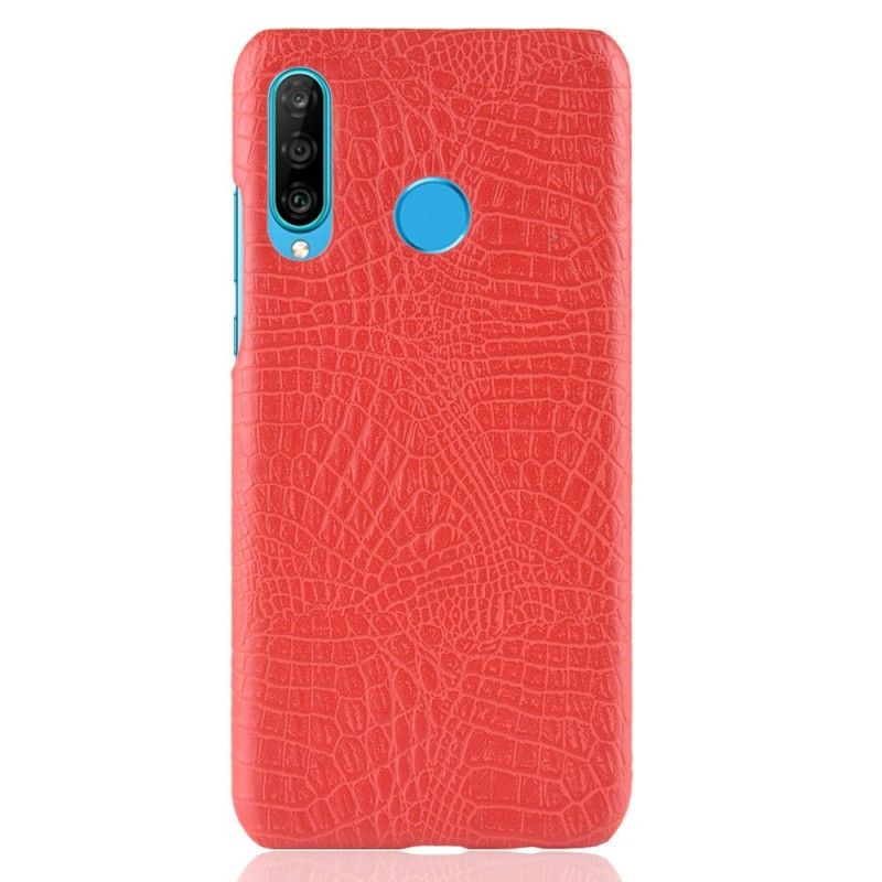 Futerały Huawei P30 Lite Czerwony Czarny Efekt Skóry Krokodyla