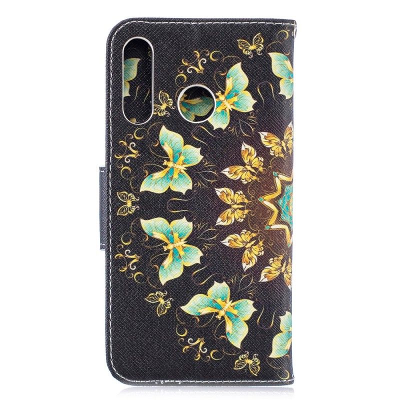 Skórzany Futerał Huawei P30 Lite Etui na Telefon Motyl Mandala