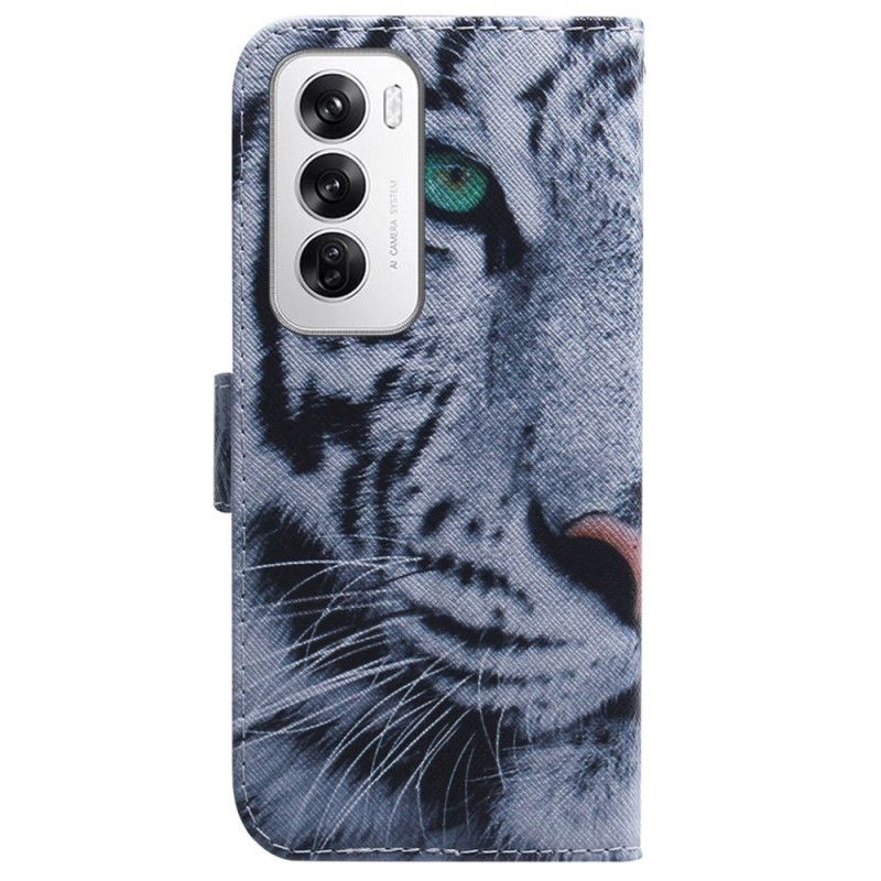 Etui Folio Do Oppo Reno 12 5g Biały Tygrys