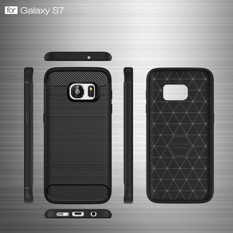 Etui Samsung Galaxy S7 Czerwony Czarny Szczotkowane Włókno Węglowe Etui Ochronne