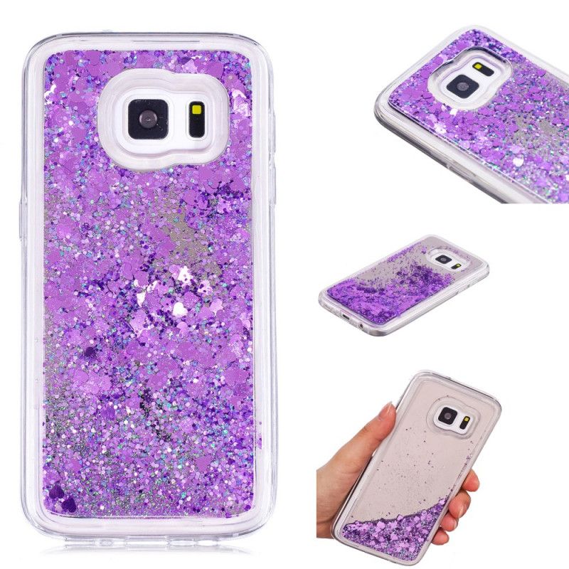 Etui Samsung Galaxy S7 Fioletowy Różowy Proszek Brokatowy Etui Ochronne