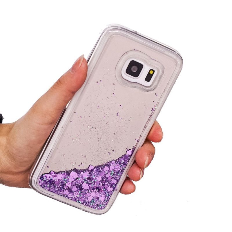 Etui Samsung Galaxy S7 Fioletowy Różowy Proszek Brokatowy Etui Ochronne