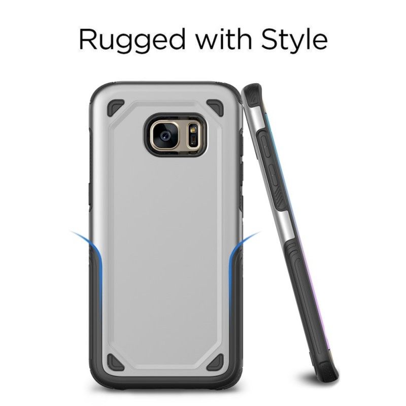 Etui Samsung Galaxy S7 Szary Czarny Zbroja Z Efektem Metalu