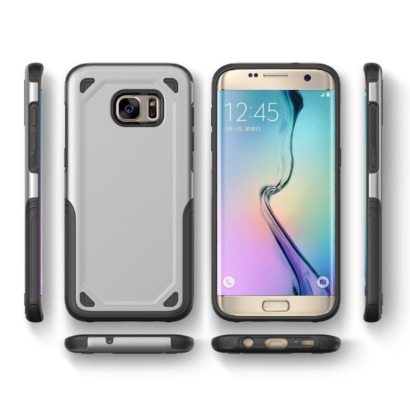 Etui Samsung Galaxy S7 Szary Czarny Zbroja Z Efektem Metalu