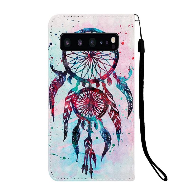 Etui Folio Samsung Galaxy S10 5G Beżowy Czerwony Łapacz Snów Etui Ochronne