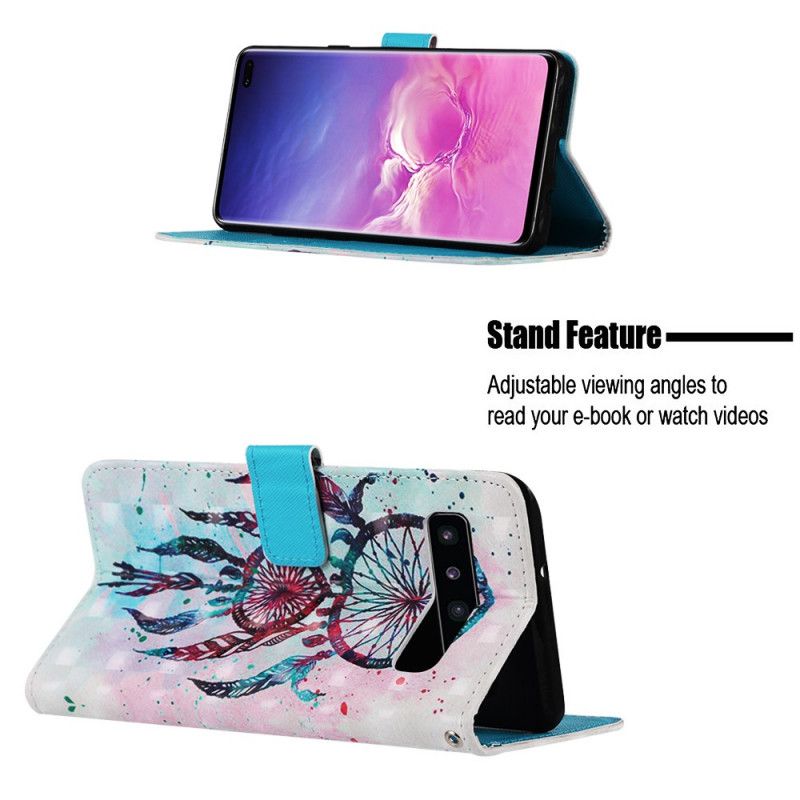 Etui Folio Samsung Galaxy S10 5G Beżowy Czerwony Łapacz Snów Etui Ochronne