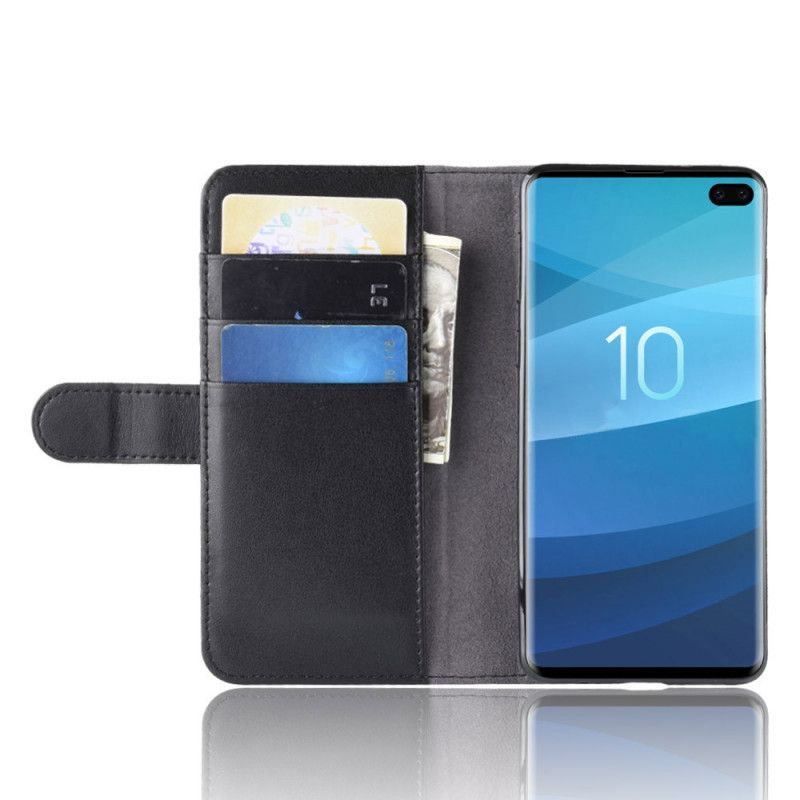 Etui Folio Samsung Galaxy S10 5G Brązowy Czarny Prawdziwa Skóra