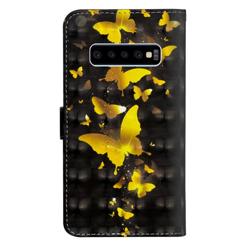 Etui Folio Samsung Galaxy S10 5G Żółte Motyle Etui Ochronne