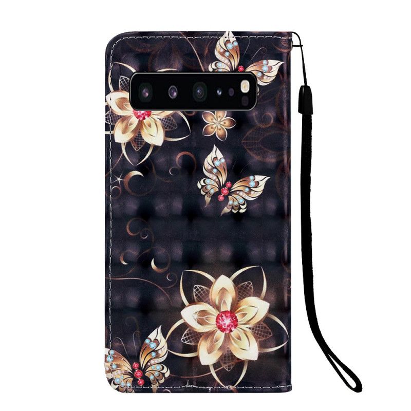 Etui Folio Samsung Galaxy S10 5G Złote Kwiaty