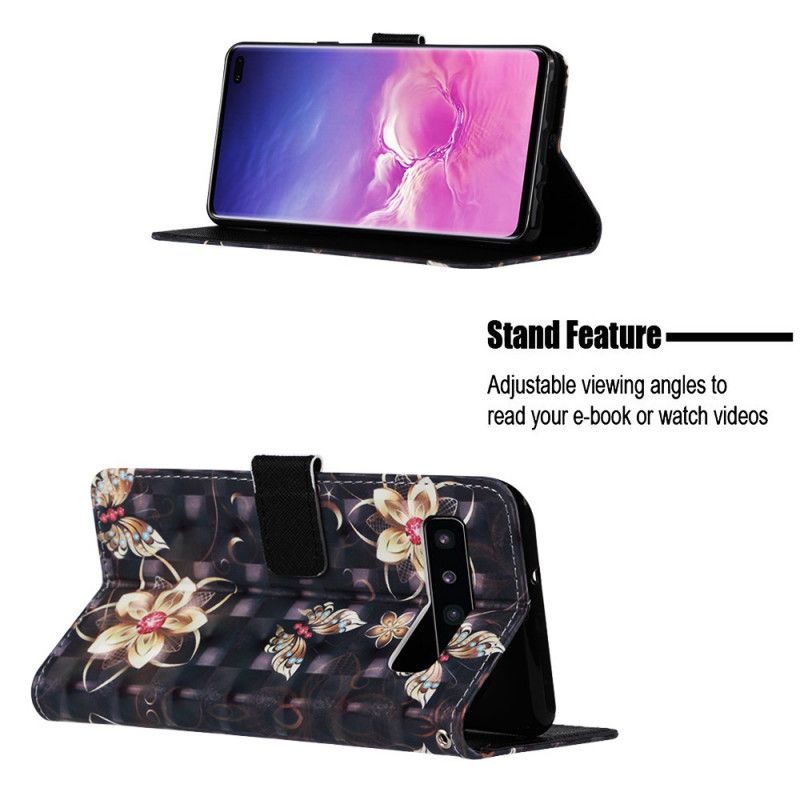 Etui Folio Samsung Galaxy S10 5G Złote Kwiaty