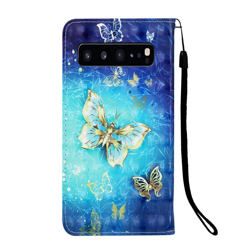 Etui Folio Samsung Galaxy S10 5G Złote Motyle Etui Ochronne