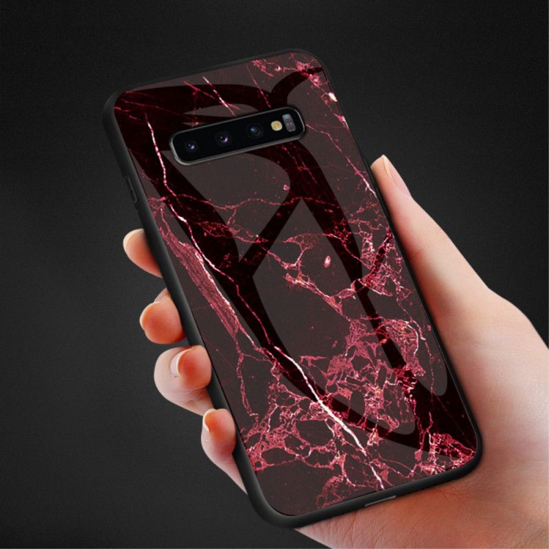 Etui Samsung Galaxy S10 5G Biały Czarny Hartowane Szkło Marmurowe Etui Ochronne