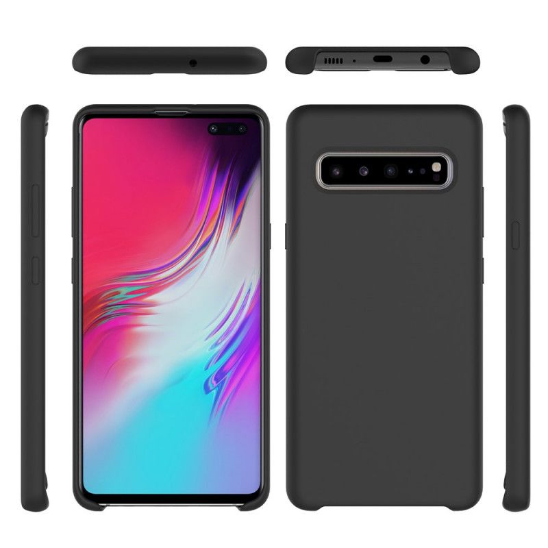 Etui Samsung Galaxy S10 5G Czerwony Czarny Silikon Jedwabisty W Dotyku