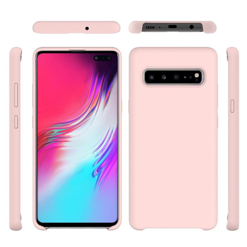 Etui Samsung Galaxy S10 5G Czerwony Czarny Silikon Jedwabisty W Dotyku