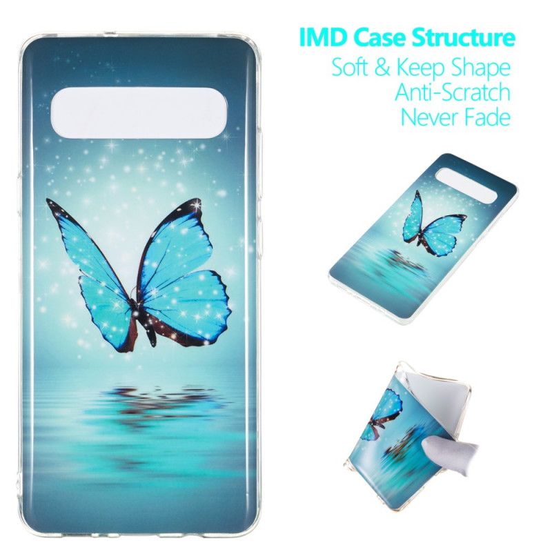 Etui Samsung Galaxy S10 5G Fluorescencyjny Niebieski Motyl Etui Ochronne