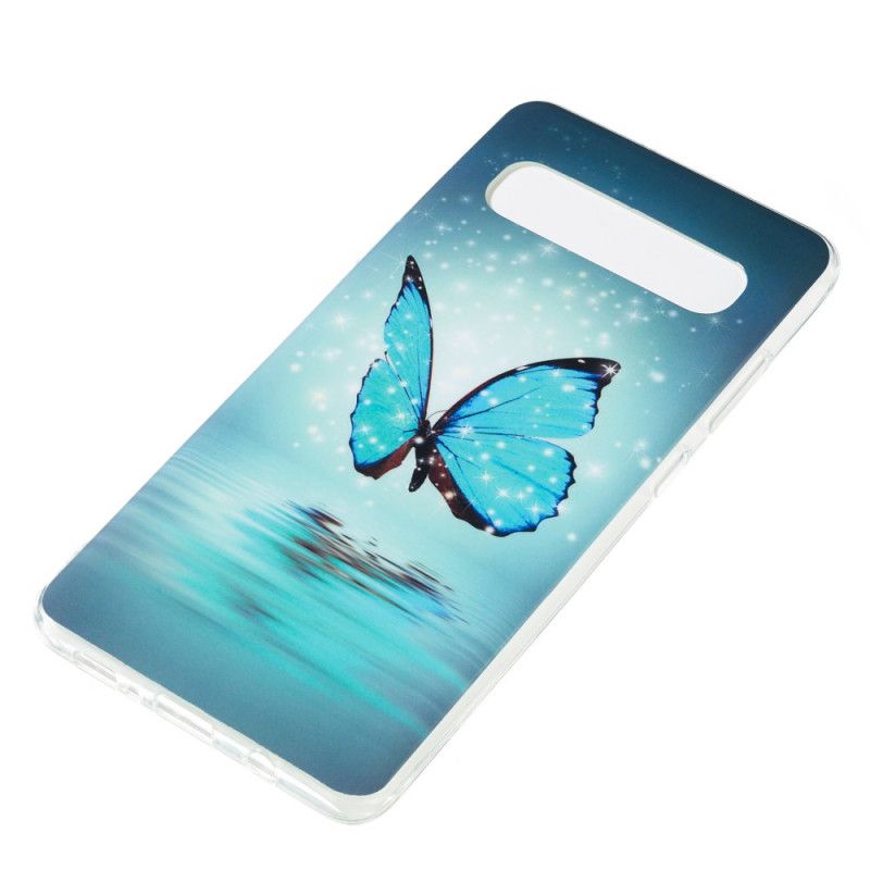 Etui Samsung Galaxy S10 5G Fluorescencyjny Niebieski Motyl Etui Ochronne