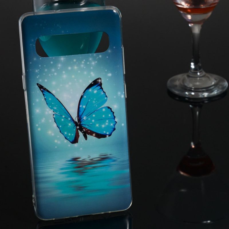 Etui Samsung Galaxy S10 5G Fluorescencyjny Niebieski Motyl Etui Ochronne