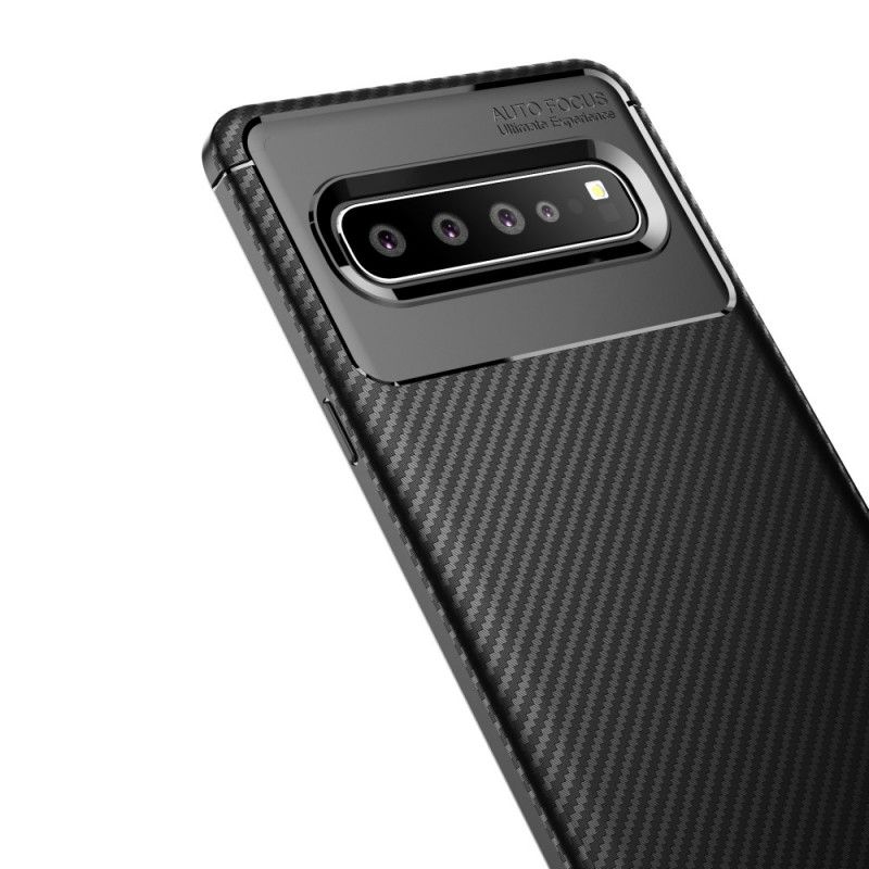 Etui Samsung Galaxy S10 5G Granatowy Czarny Elastyczna Tekstura Włókna Węglowego Etui Ochronne