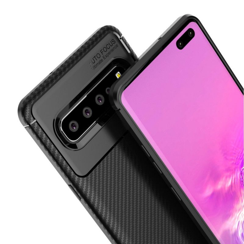 Etui Samsung Galaxy S10 5G Granatowy Czarny Elastyczna Tekstura Włókna Węglowego Etui Ochronne