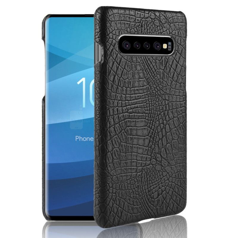 Etui Samsung Galaxy S10 5G Jasnoniebieski Czarny Efekt Skóry Krokodyla Etui Ochronne