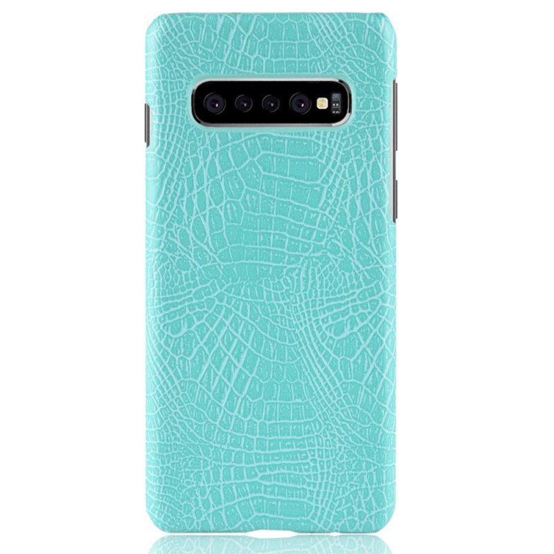 Etui Samsung Galaxy S10 5G Jasnoniebieski Czarny Efekt Skóry Krokodyla Etui Ochronne