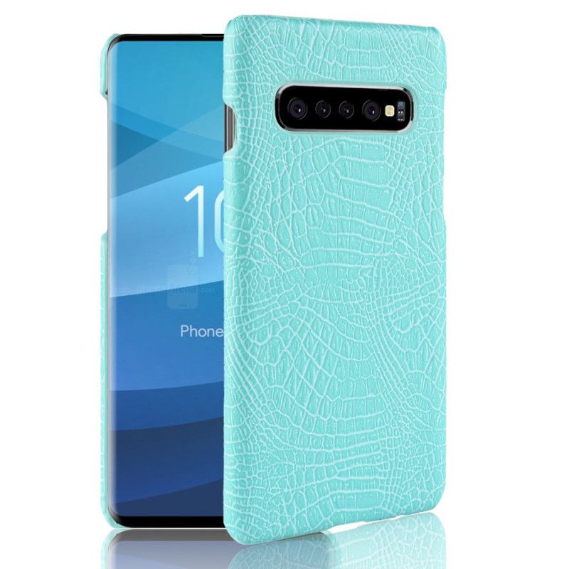 Etui Samsung Galaxy S10 5G Jasnoniebieski Czarny Efekt Skóry Krokodyla Etui Ochronne