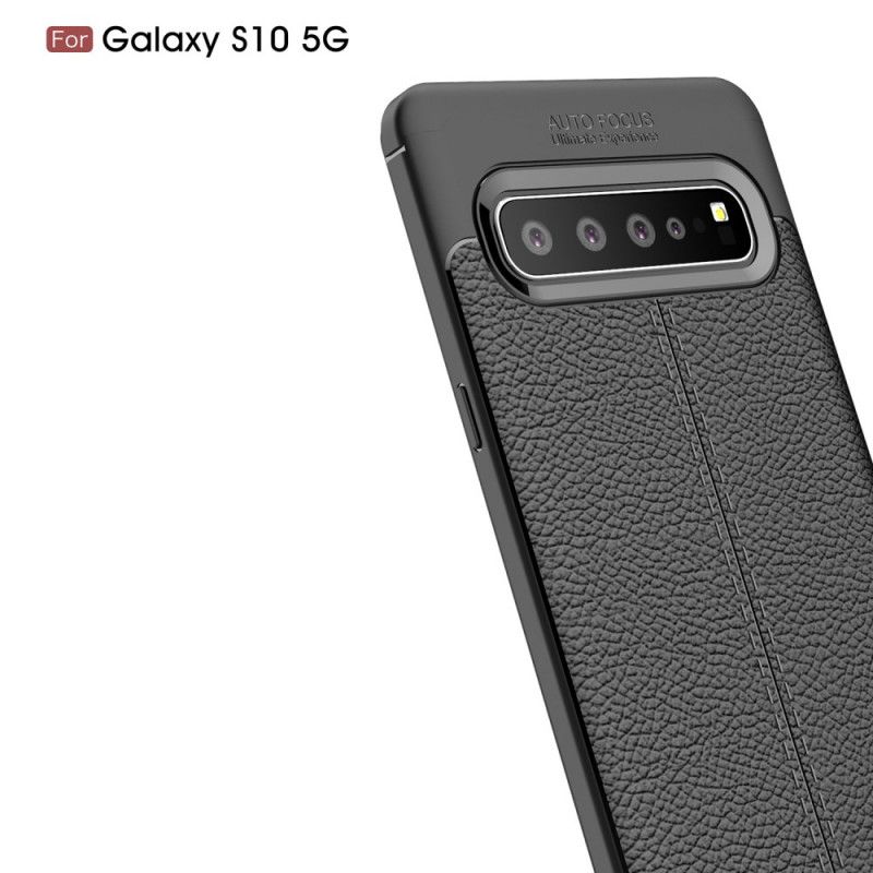 Futerały Samsung Galaxy S10 5G Czerwony Czarny Etui na Telefon Efekt Skóry Z Podwójną Linią Liczi