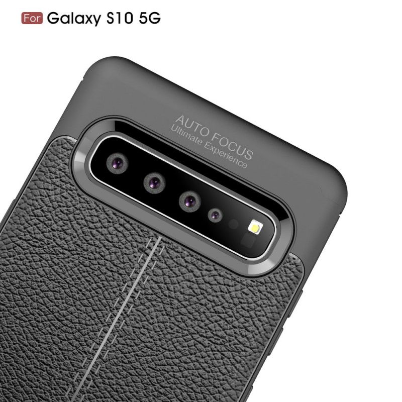 Futerały Samsung Galaxy S10 5G Czerwony Czarny Etui na Telefon Efekt Skóry Z Podwójną Linią Liczi