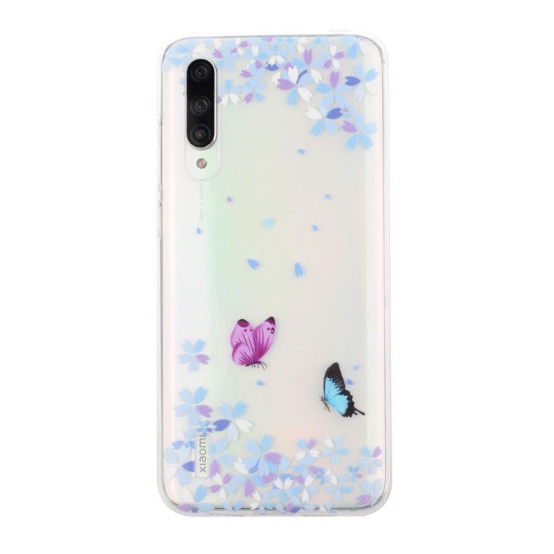 Etui Xiaomi Mi A3 Przezroczyste Motyle I Kwiaty Etui Ochronne