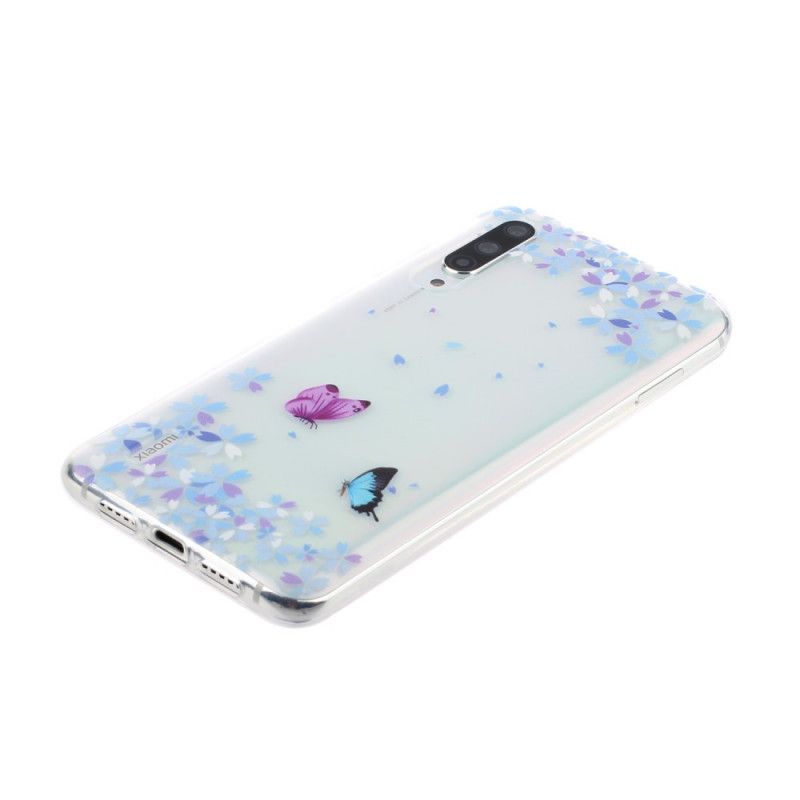 Etui Xiaomi Mi A3 Przezroczyste Motyle I Kwiaty Etui Ochronne