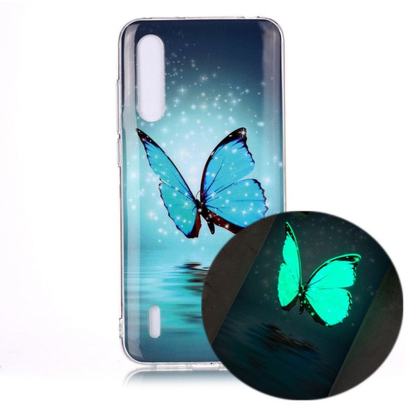 Futerały Xiaomi Mi A3 Etui na Telefon Fluorescencyjny Niebieski Motyl