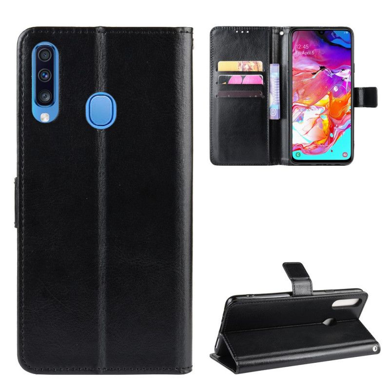 Etui Folio Samsung Galaxy A20s Czerwony Czarny Efektowna Sztuczna Skóra Etui Ochronne