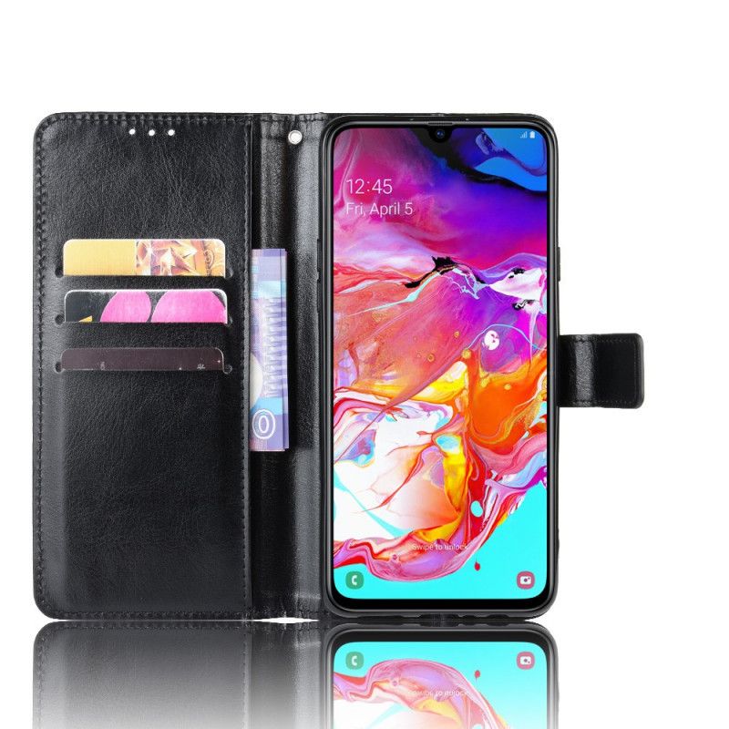 Etui Folio Samsung Galaxy A20s Czerwony Czarny Efektowna Sztuczna Skóra Etui Ochronne