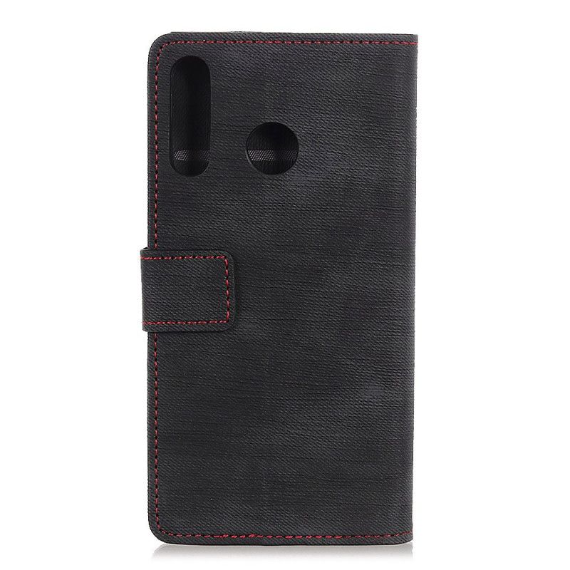 Etui Folio Samsung Galaxy A20s Czerwony Czarny Nitowane Dżinsy