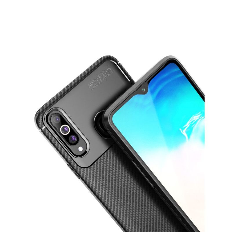 Etui Samsung Galaxy A20s Granatowy Czarny Elastyczna Tekstura Włókna Węglowego Etui Ochronne