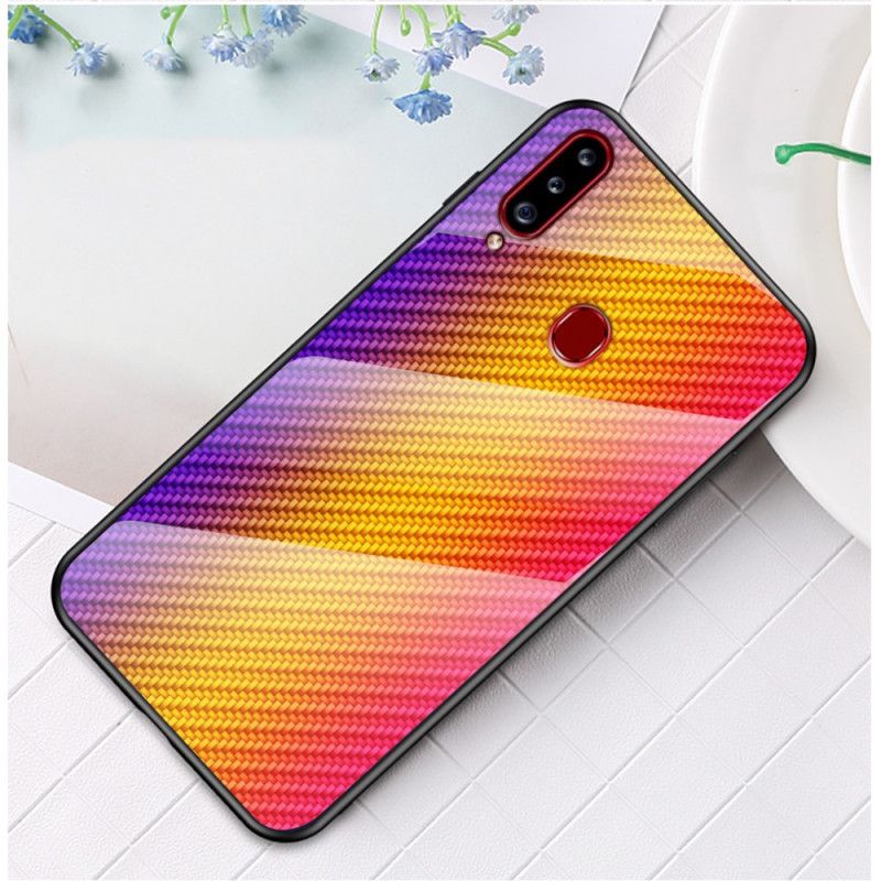 Etui Samsung Galaxy A20s Magenta Czarny Szkło Hartowane Z Włókna Węglowego