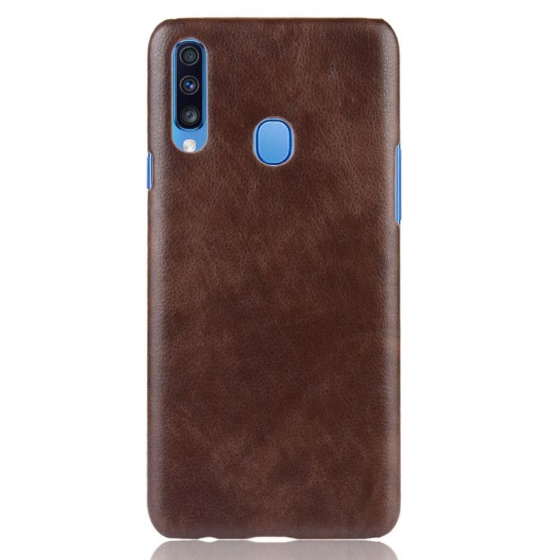 Etui Samsung Galaxy A20s Szary Czarny Efekt Skóry Liczi