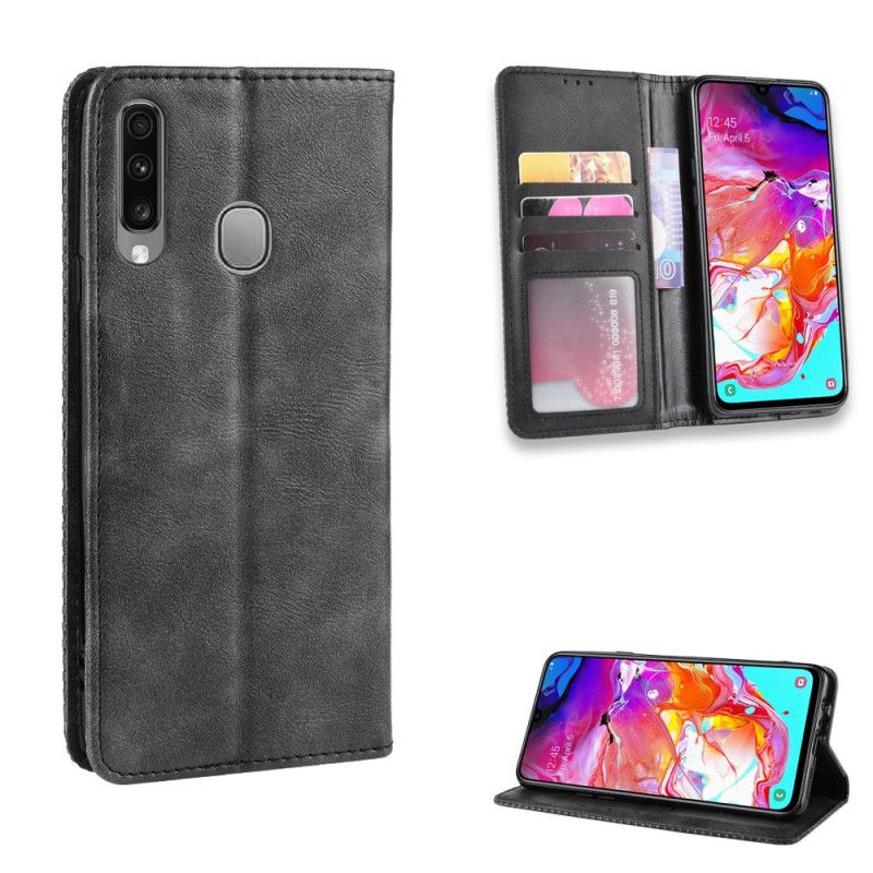 Flip Kotelot Samsung Galaxy A20s Czerwony Czarny Stylizowany Efekt Skóry W Stylu Vintage Etui Ochronne