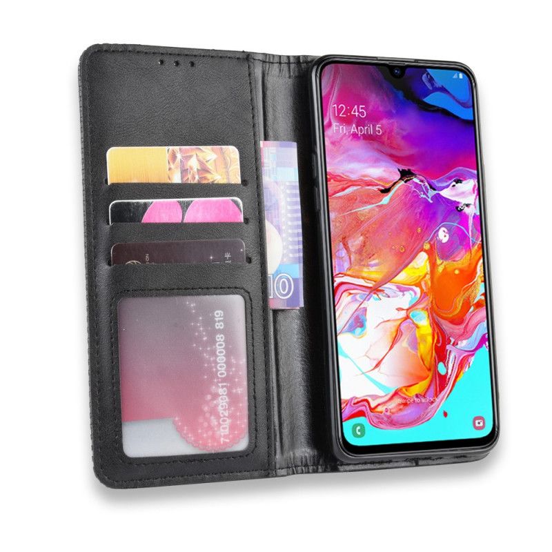 Flip Kotelot Samsung Galaxy A20s Czerwony Czarny Stylizowany Efekt Skóry W Stylu Vintage Etui Ochronne