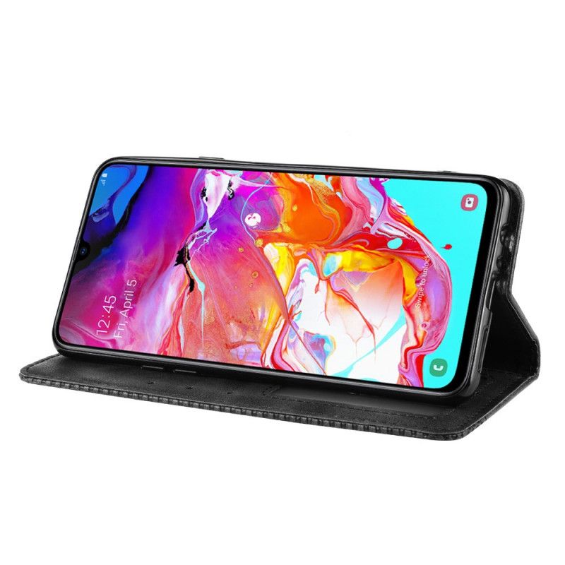 Flip Kotelot Samsung Galaxy A20s Czerwony Czarny Stylizowany Efekt Skóry W Stylu Vintage Etui Ochronne