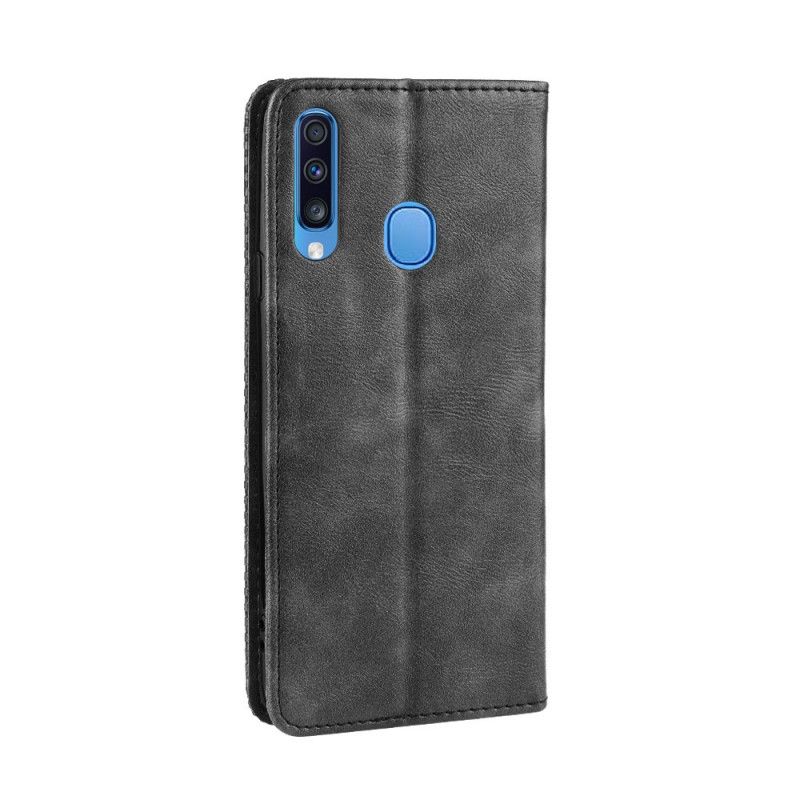 Flip Kotelot Samsung Galaxy A20s Czerwony Czarny Stylizowany Efekt Skóry W Stylu Vintage Etui Ochronne